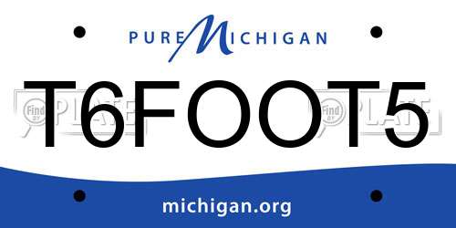 T6FOOT5 Michigan License Plate