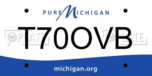 T70OVB Michigan License Plate