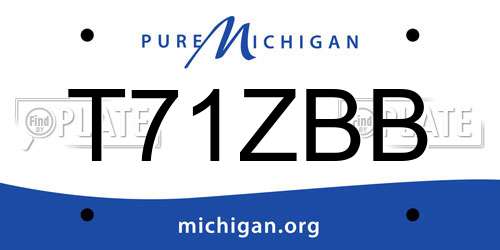 T71ZBB Michigan License Plate