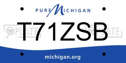 T71ZSB Michigan License Plate