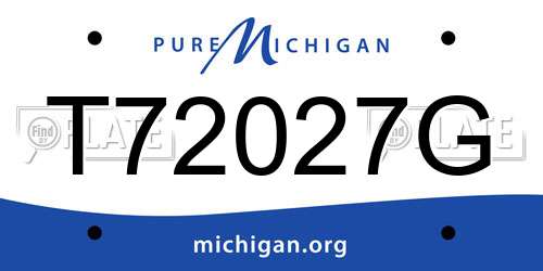 T72027G Michigan License Plate