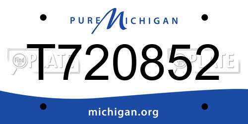 T720852 Michigan License Plate