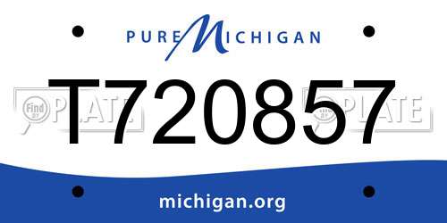 T720857 Michigan License Plate