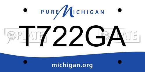 T722GA Michigan License Plate