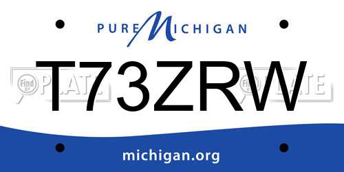 T73ZRW Michigan License Plate