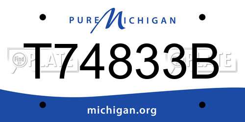 T74833B Michigan License Plate