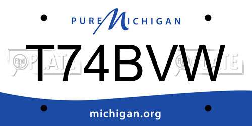 T74BVW Michigan License Plate