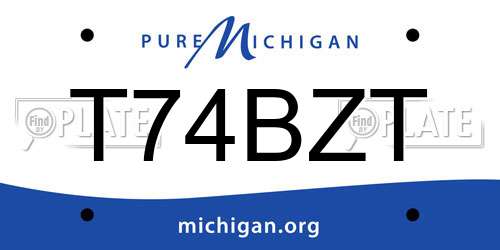 T74BZT Michigan License Plate