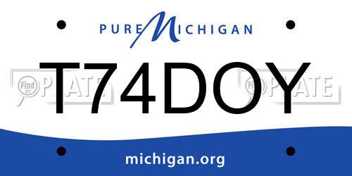 T74DOY Michigan License Plate