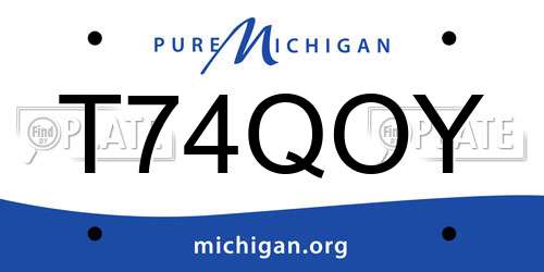 T74QOY Michigan License Plate