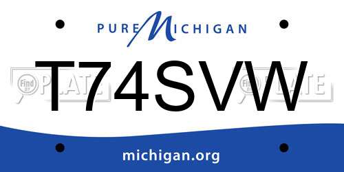 T74SVW Michigan License Plate