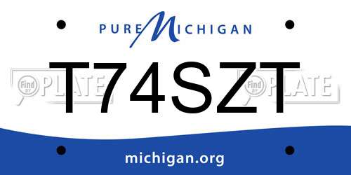 T74SZT Michigan License Plate