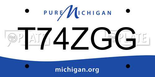 T74ZGG Michigan License Plate