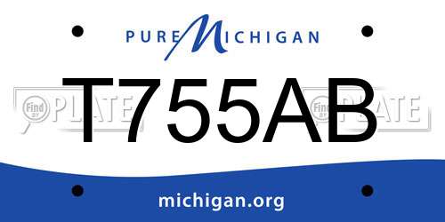 T755AB Michigan License Plate