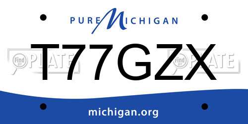 T77GZX Michigan License Plate