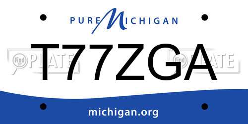 T77ZGA Michigan License Plate