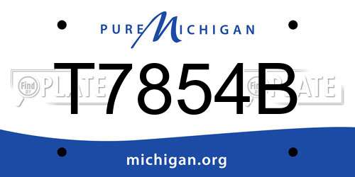 T7854B Michigan License Plate