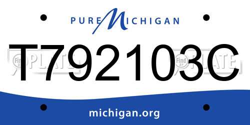 T792103C Michigan License Plate