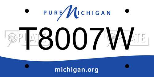 T8007W Michigan License Plate