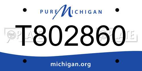 T802860 Michigan License Plate
