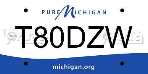 T80DZW Michigan License Plate