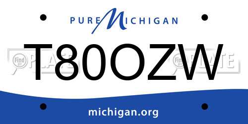 T80OZW Michigan License Plate
