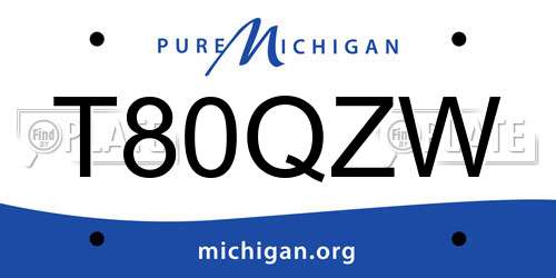 T80QZW Michigan License Plate