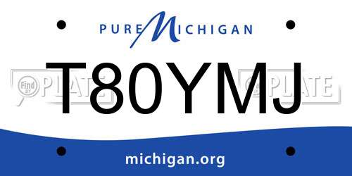 T80YMJ Michigan License Plate