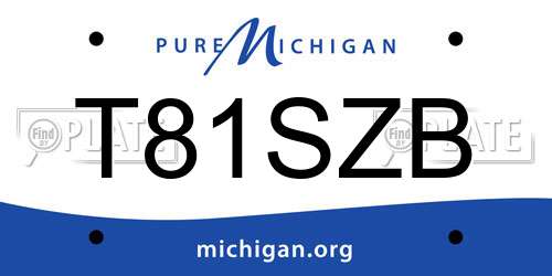 T81SZB Michigan License Plate