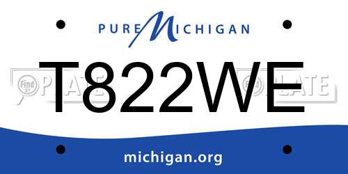 T822WE Michigan License Plate