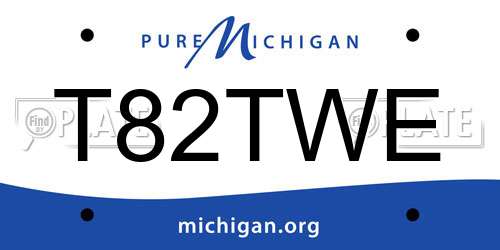 T82TWE Michigan License Plate