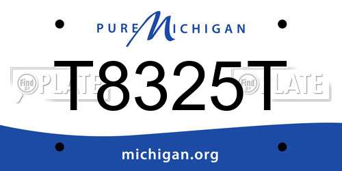 T8325T Michigan License Plate