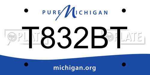 T832BT Michigan License Plate