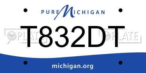 T832DT Michigan License Plate