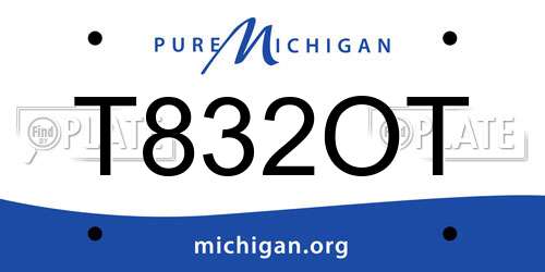 T832OT Michigan License Plate