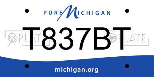 T837BT Michigan License Plate