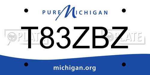 T83ZBZ Michigan License Plate