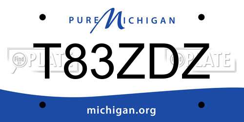 T83ZDZ Michigan License Plate