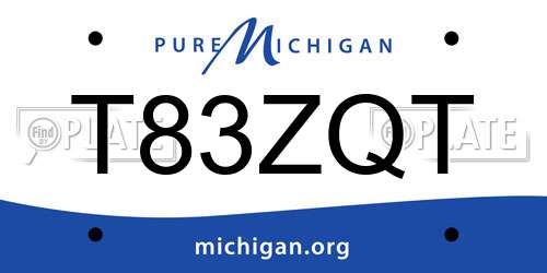 T83ZQT Michigan License Plate