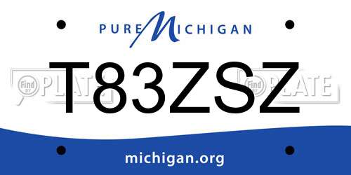 T83ZSZ Michigan License Plate