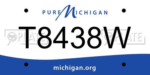 T8438W Michigan License Plate