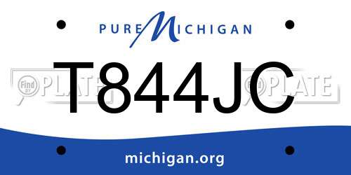 T844JC Michigan License Plate