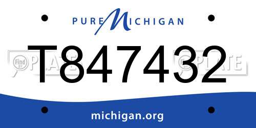 T847432 Michigan License Plate