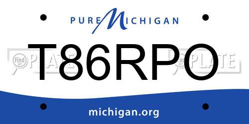 T86RPO Michigan License Plate