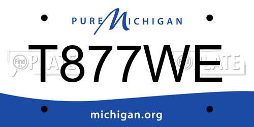 T877WE Michigan License Plate