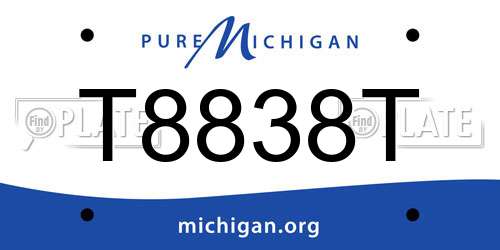 T8838T Michigan License Plate