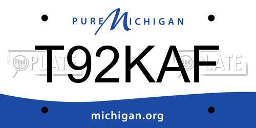 T92KAF Michigan License Plate