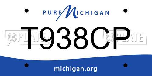 T938CP Michigan License Plate