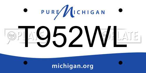 T952WL Michigan License Plate