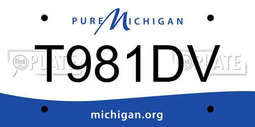 T981DV Michigan License Plate